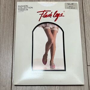 Women's White “buds”Thigh-Hi Sandalfoot Stockings/VTG Emilio Cavallini